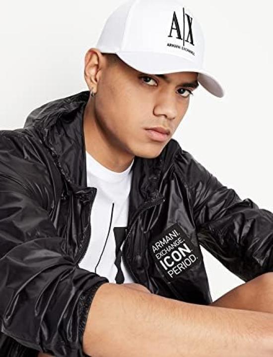 AX Armani Exchange Men's Logo Baseball Cap, US Size: One Size, Color: White