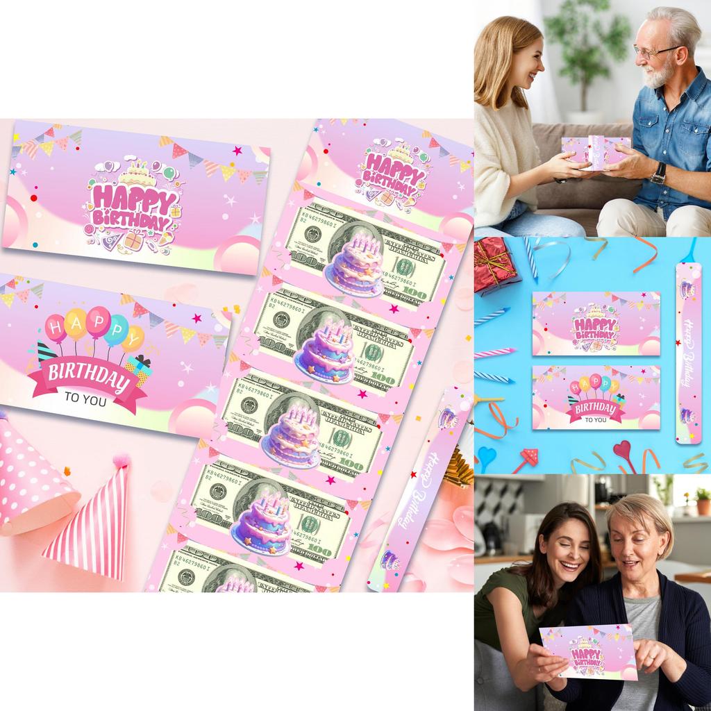 Pink Cake Birthday Red Envelope With Cash Storage For Celebrations And Holiday Gifting
