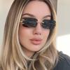 Frameless Sunglasses Small Frame Fashion Trimmed Sunglasses Spice Girl Same Sunscreen Sunglasses Women