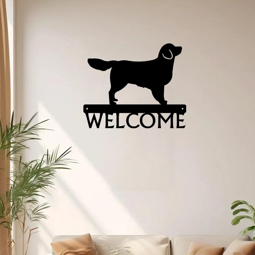 1pc Room Decor Vintage Home Decor Promotion Golden Retriever Dog Welcome Sign Home Decoration Accessories On The Wall