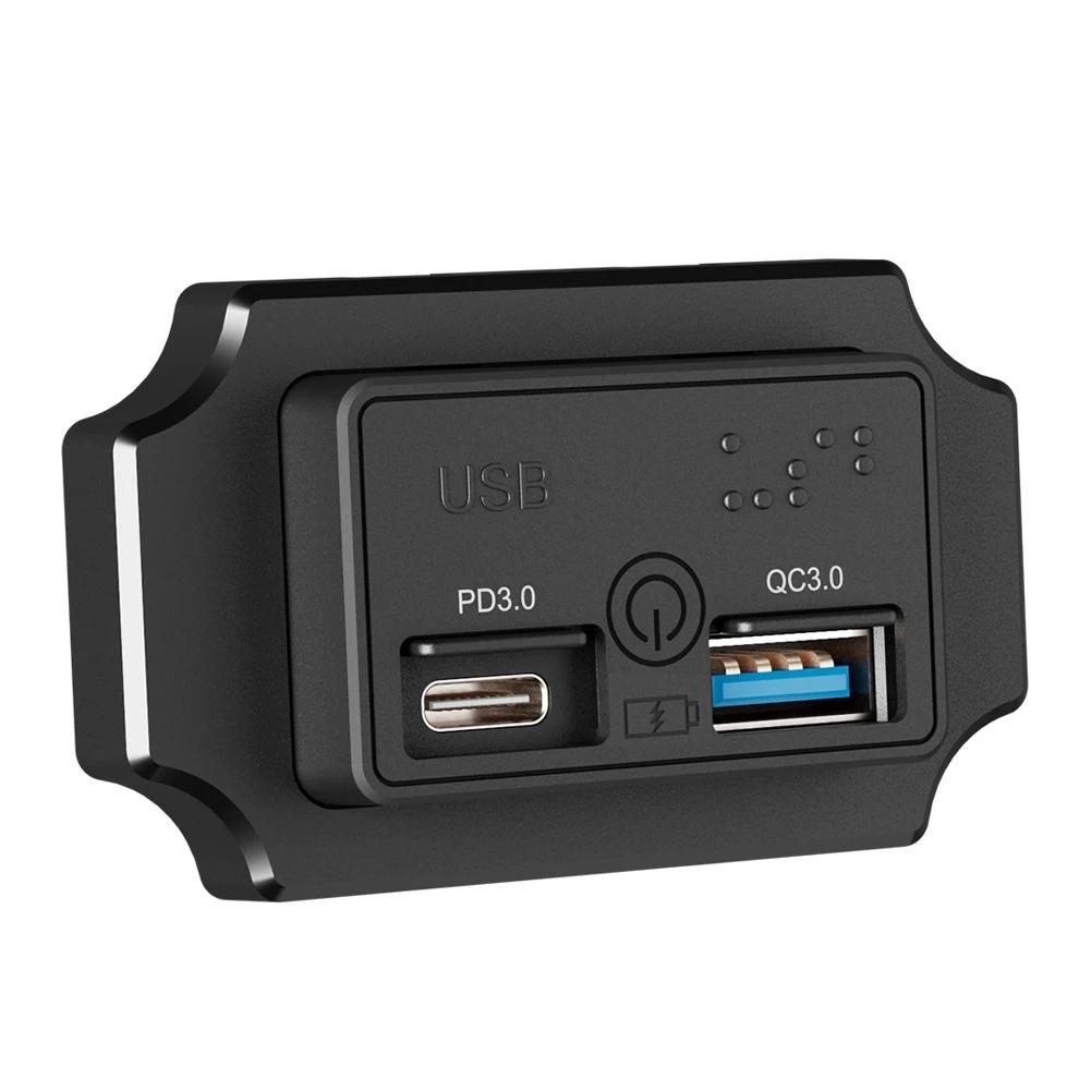 12 В-24 В автомобильное зарядное устройство QC 3.0 USB PD Type C с сенсорным переключателем, быстрая зарядка для мотоцикла, автофургона, лодки