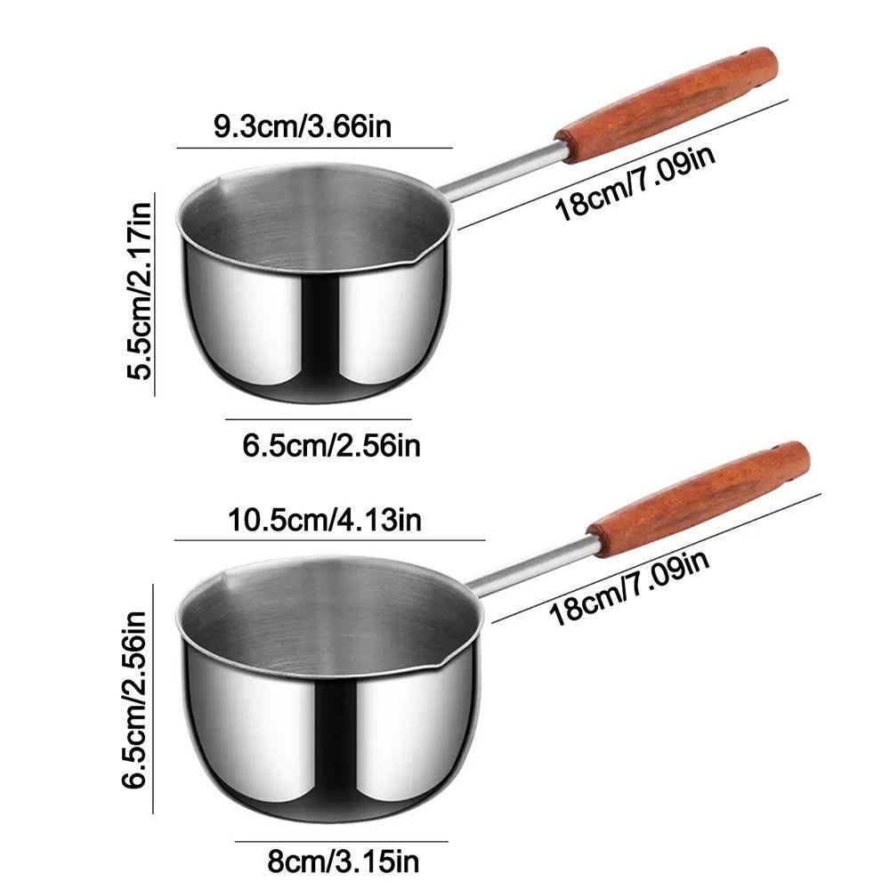 Wooden Handle Milk Pan Long-handled Oil Splashing Gadget for Preventing Hot Oil From Scorching