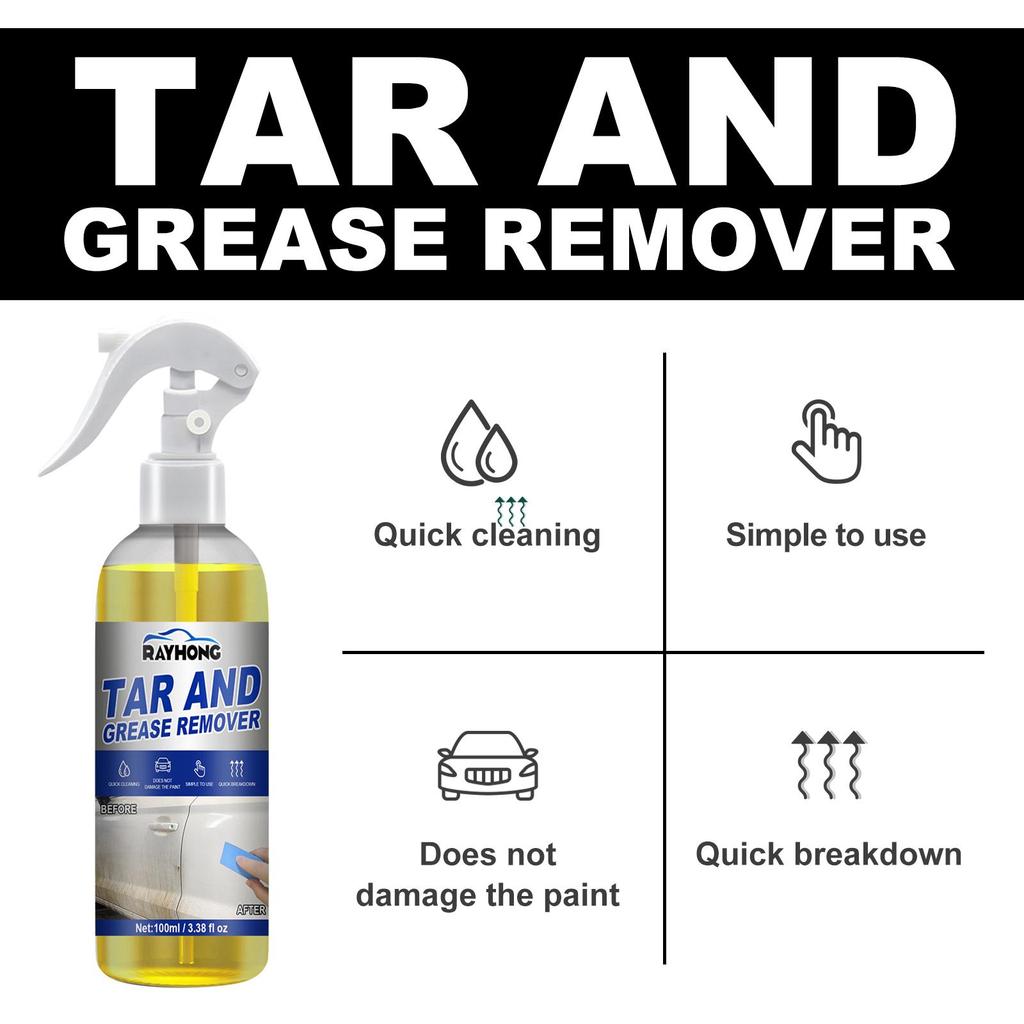 Rayhong car degreasing cleaner, body oil, asphalt tar remover, outdoor tree sap, insect stains, body dirt cleaning and maintenance solution 100ml