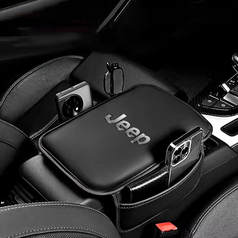 AIN4 PU Car Arm Rest Cushion Storage Pad Armrest Box Protective Cover For Jeep Renegade Compass Grand Cherokee Wrangler Gladiator