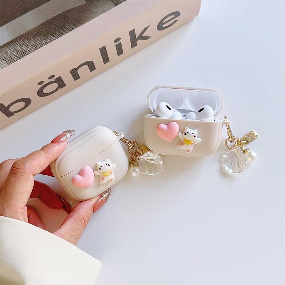 Чехол для наушников Love Милый кот для Airpods Pro 1/2/3 Высококачественный противоударный чехол Мягкий силикон с брелоком Модный