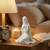 Фигурка молящейся девочки на коленях 3D-печать с капюшоном Статуя молящейся женщины Скульптура Домашний Офисный Настольный Религиозный Орнамент