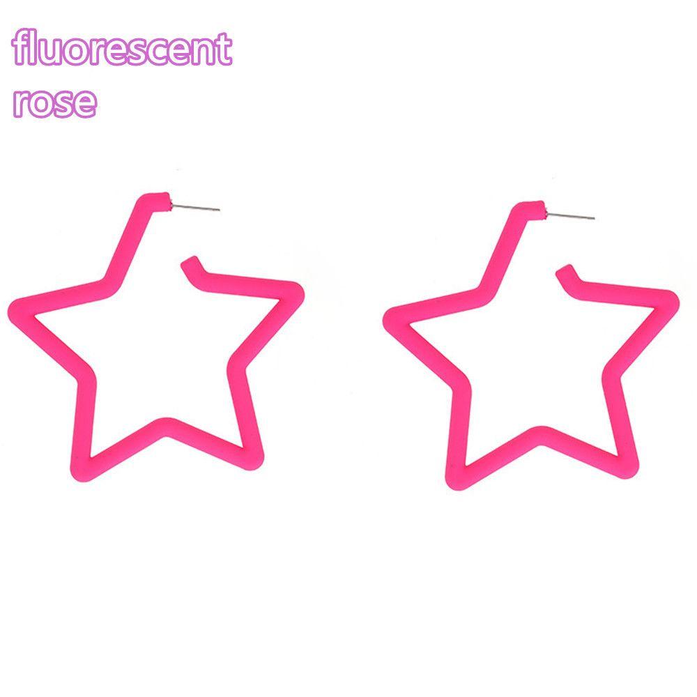Accessories Fashion Women Bright Fluorescence Hoop Earring Colorful Star Geometric Earrings
