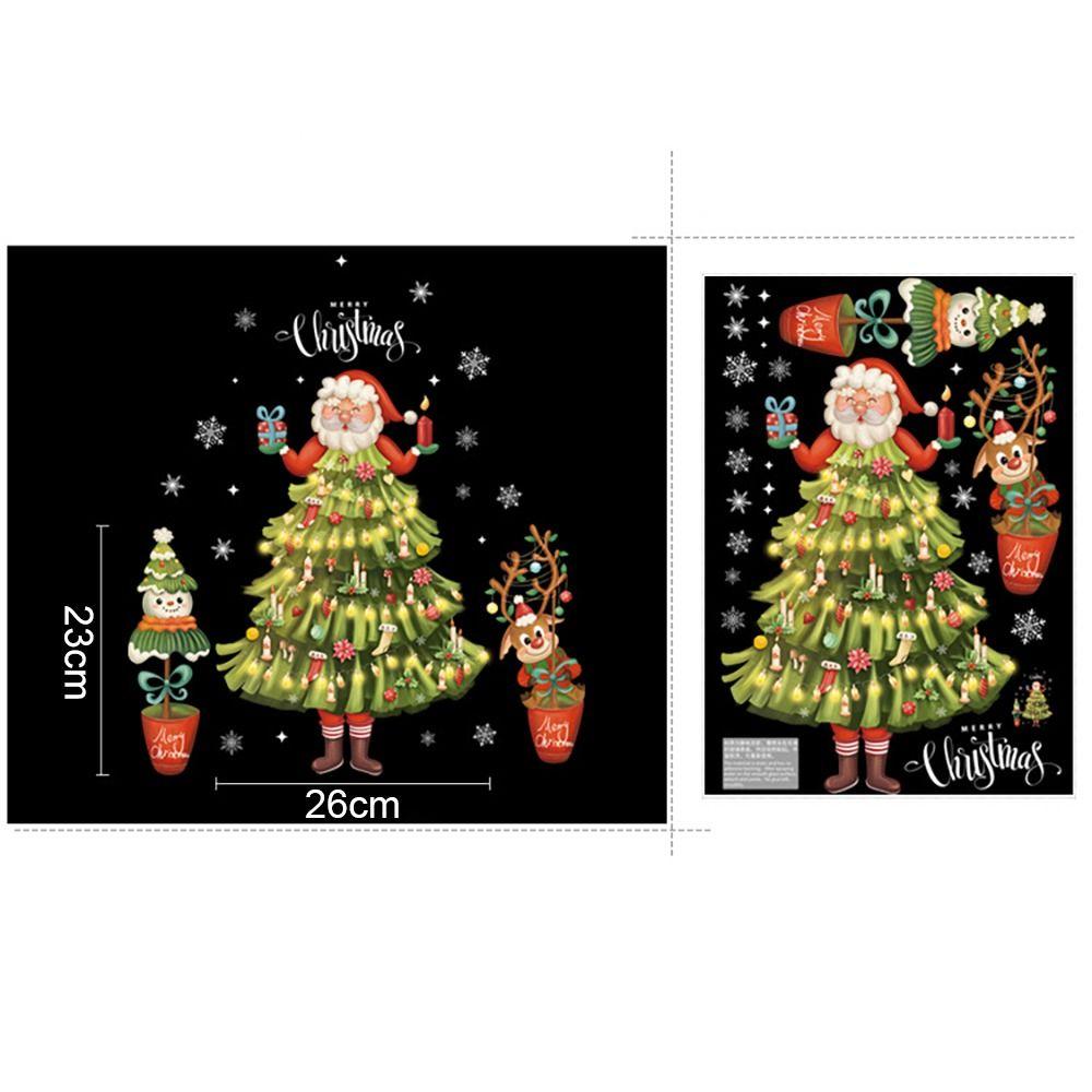 Электростатические наклейки на витрину Мультяшный Санта Клаус Рождественская елка Постер Рождество