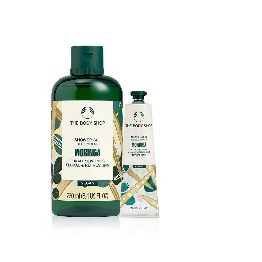 The Body Shop Moringa Body Hand Care 3 Piece Set  Shower Gel 250ml+Hand Cream 30ml+Shower Ball 