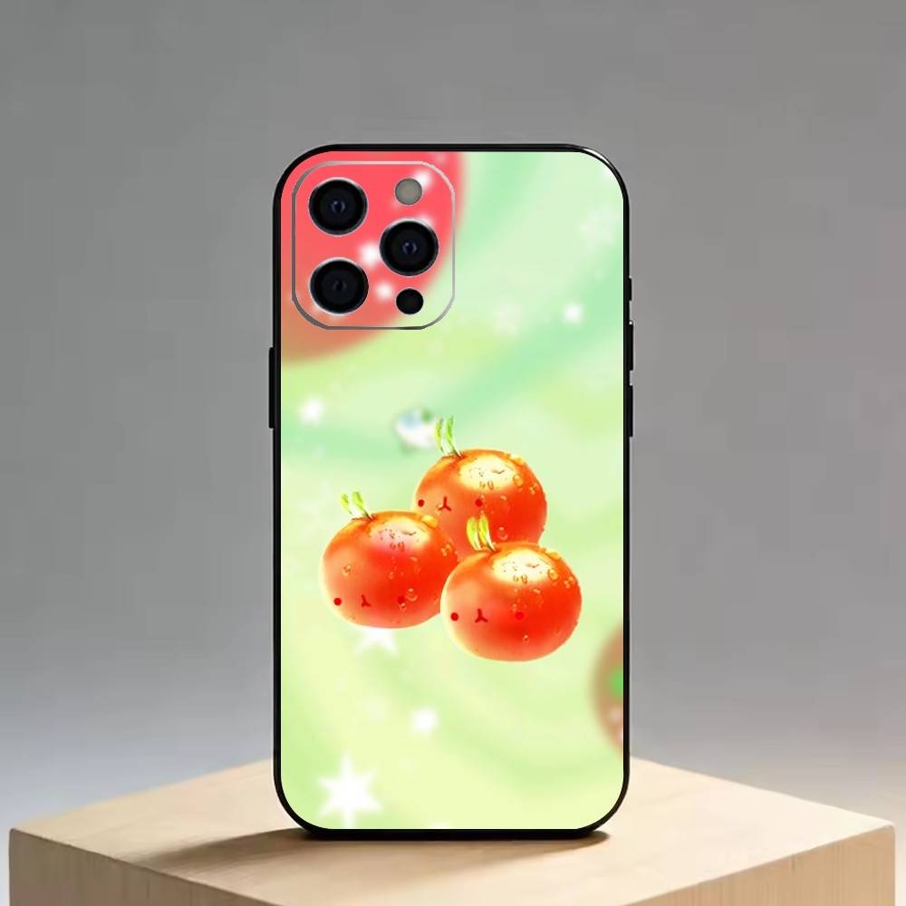 Помидор Мультяшный Милый Креативный Чехол Для Телефона Для iPhone 17, 16, 15, 14, 13, 12, 11 Plus, Pro Max, Другие Мягкий Черный Чехол