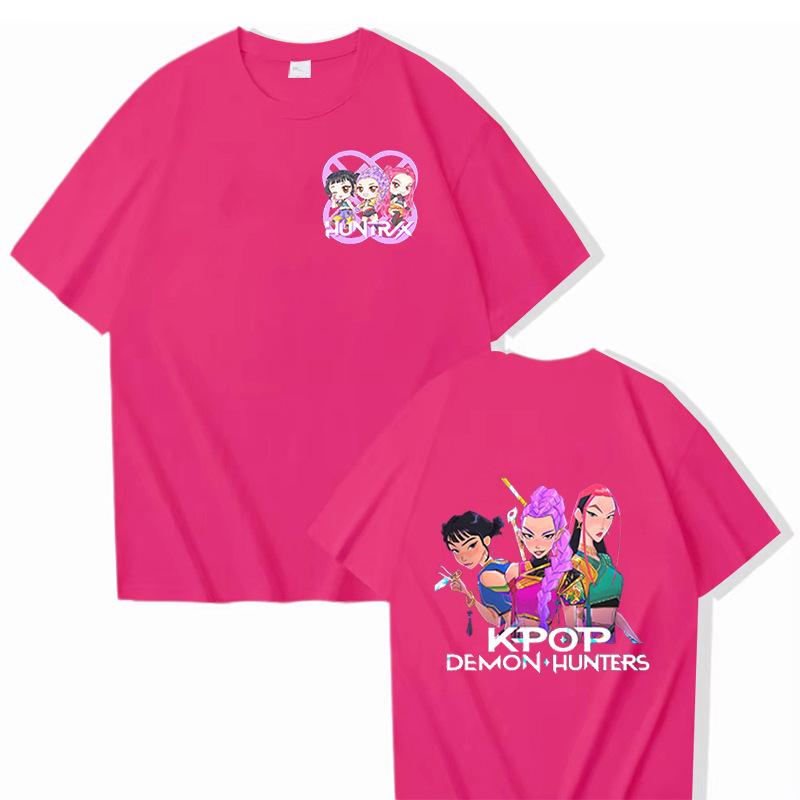 K-pop Охотники на демонов Мультяшная графическая футболка Мужская Женская Одежда Харадзюку Y2k Футболки оверсайз Летняя Повседневная Футболка с коротким рукавом