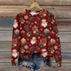 Women's Fashion Christmas Printed Long Sleeve Loose Round Neck Sweatshirt Top