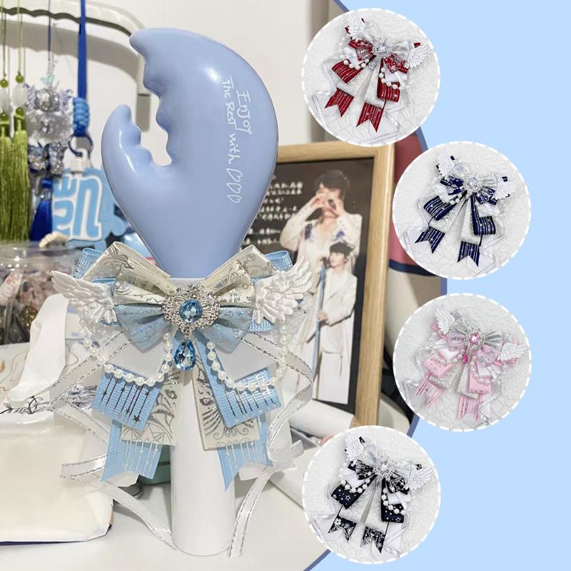 3D Rhinestone Wing Bow Ornament Sparkly Handmade Ribbon Decor for DIY Gift Wrapping Clothing Hair Accessories
