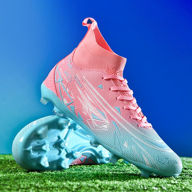 2024 дышащие футбольные бутсы AG Spike для мальчиков, взрослых, студентов, TF Shattered Nails King, высокие тренировочные кроссовки для женщин