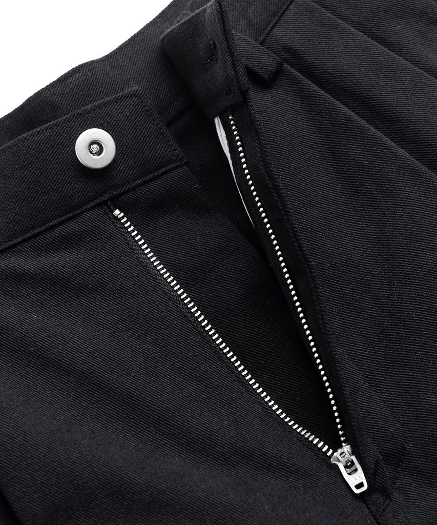 GNOK Cotton Double-Pleat Wide Pants [Black]