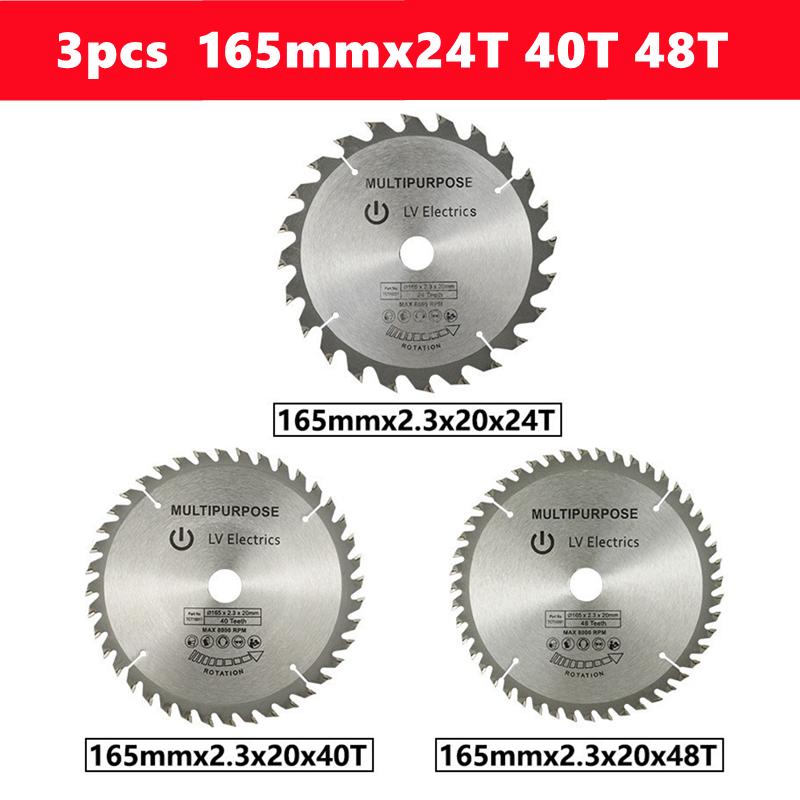 TCT 165mm carbide woodworking saw blade 24T/40T/48/60T, suitable for multifunctional power tools, wood cutting discs