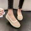 Женские летние туфли-лодочки с круглым носком и мелким вырезом, на толстой подошве, удобные, дышащие, слипоны, повседневные