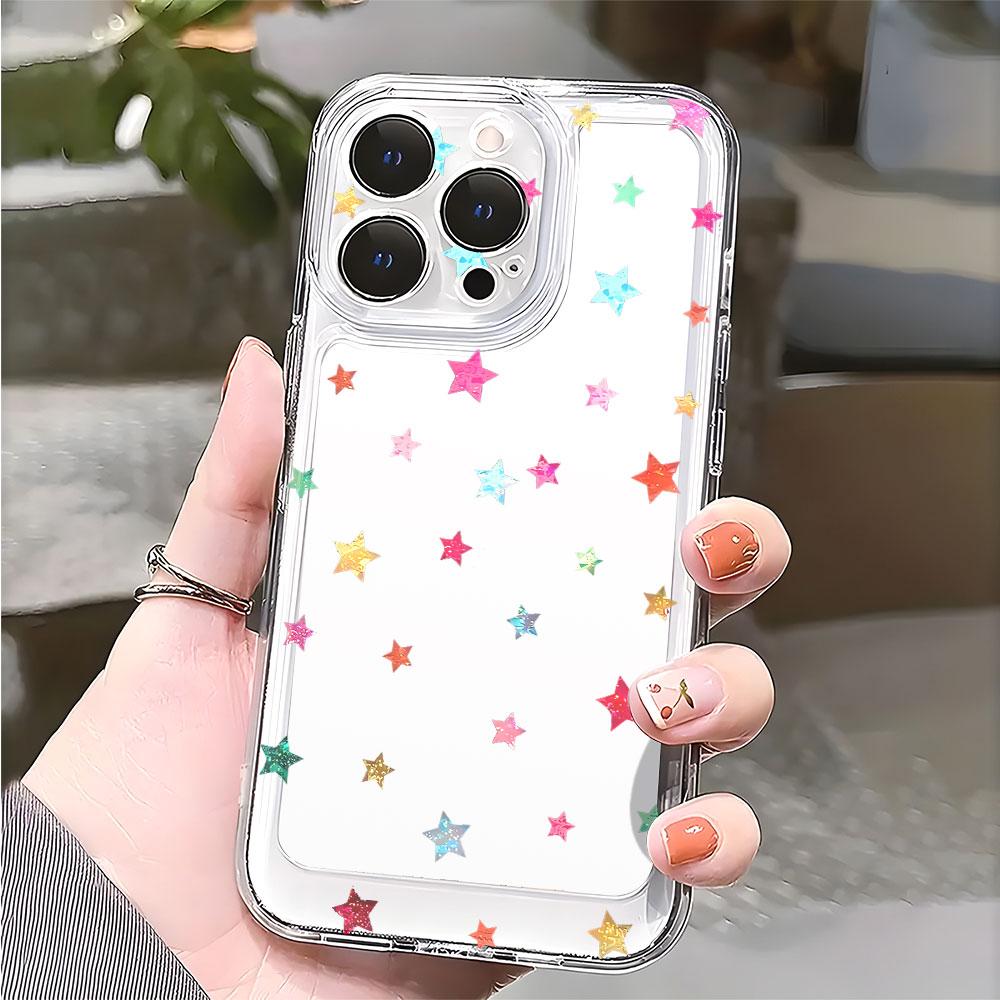 Яркий чехол для телефона со звездным конфетти и блестками для iPhone 14 15 16 13 12 11 17 Pro Max 12 13 Mini Мягкая крышка