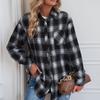 HNXC Женская мода, повседневные летние клетчатые блузки и рубашки с длинными рукавами и воротником-поло, кардиган