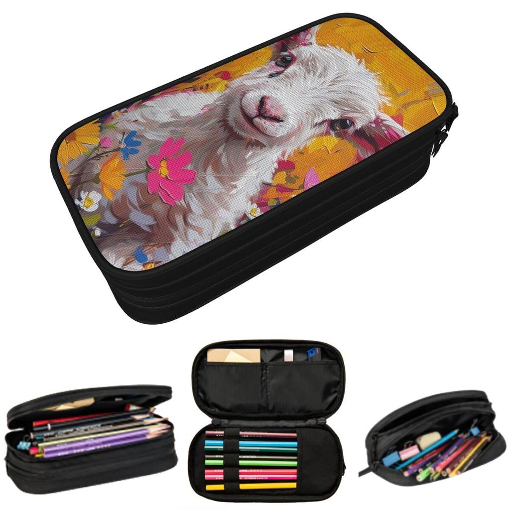 Colorful Flowers And Lambs Pencil Case for Boy Girl School Pen Box Pencil Bag Stationery Supplies Pen Holder Bag