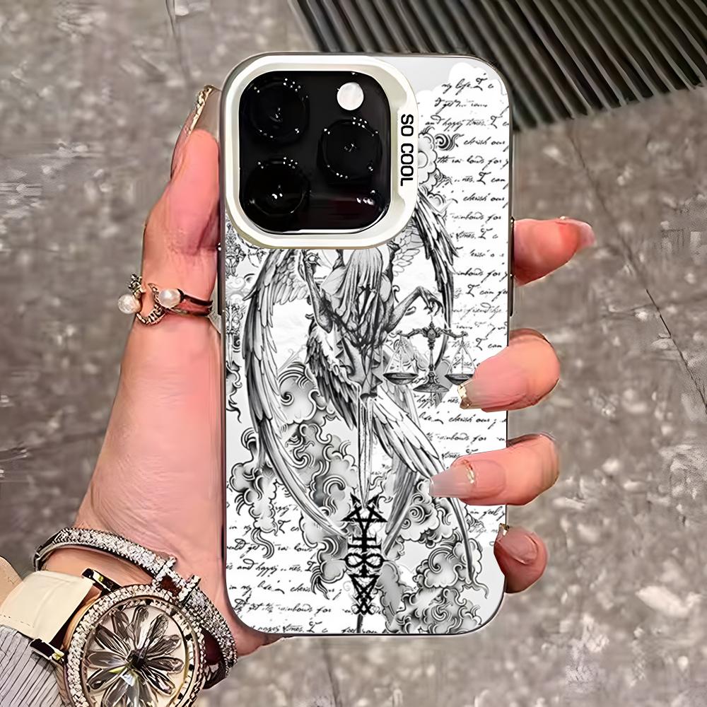 Clmj Панк Крутой Ангел Чехол для Телефона Для IPhone 17 Pro Max 16 Pro Max 15 14 13 11 12 Mini Xs X Xr 7 8 Plus Se Цвет Серебристый Чехол