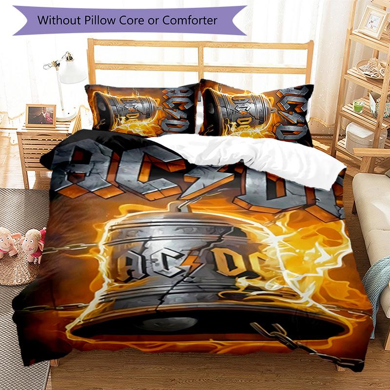 3pcs ACDC3 pattern bedding set duvet cover set includes duvet cover &pillowcases, perfect all season bedroom decoration & gift