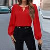 Women's Fashion Casual Solid Color Satin Shirt Casual Pleated Long Sleeve Top