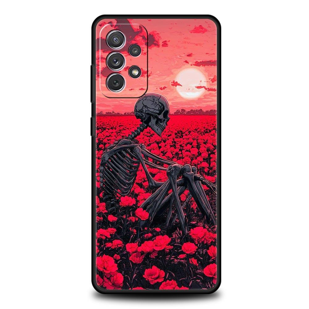 Skeleton Skull Phone Case for Samsung Galaxy A55 A35 A17 A07 A15 A13 A25 A51 A71 A72 A73 A32 A52 A52S A41 5G Soft TPU Shell Bags