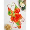 Sexy Tie Dye V Neck Cross Back Women Swimwear One Piece Swimsuit Female Monokini High Leg Cut Bather Bathing Suit Swim
