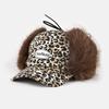 Женская зимняя пушистая бейсболка из искусственного меха Y2k с леопардовым принтом для улицы, тепла, защиты от холода, теплая шапка