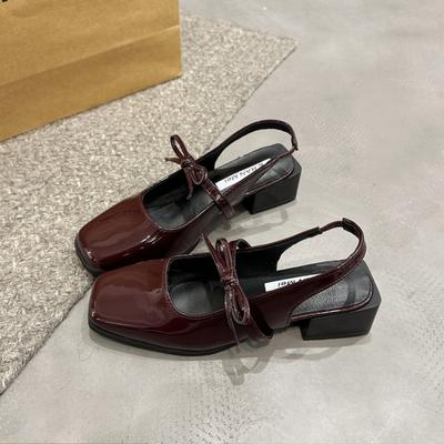 Модные летние новые однотонные туфли-лодочки с мелким вырезом, удобным ремешком на пятке и квадратным носком, модные, сексуальные, повседневные босоножки на высоком каблуке для женщин