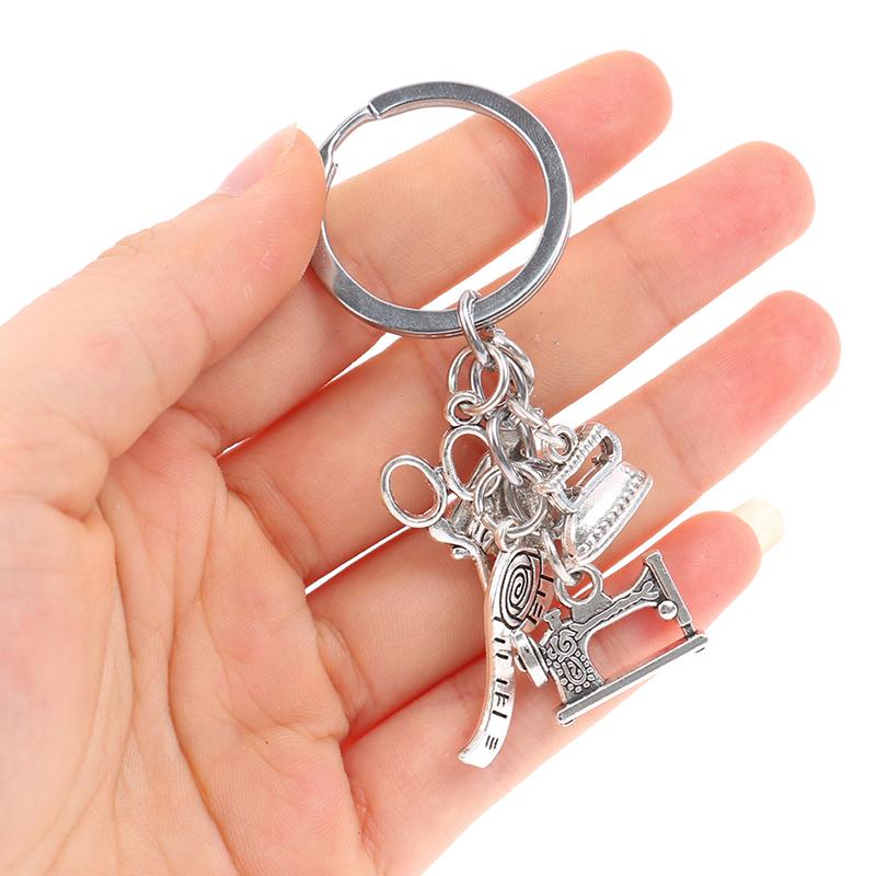 Брелок для швейной машины, портной брелок для ключей, железная рулетка, ножницы, брелок