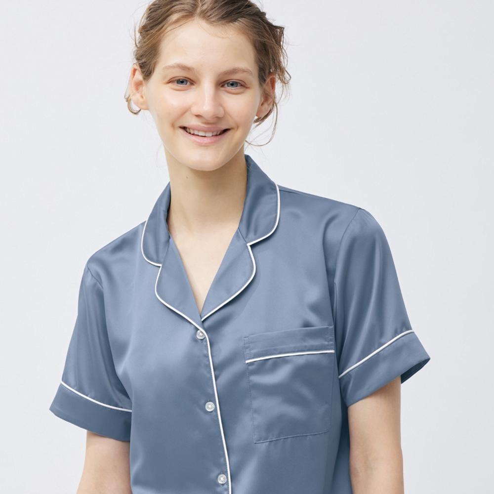 GU by Uniqlo Атласная пижама с короткими рукавами и шортами 
