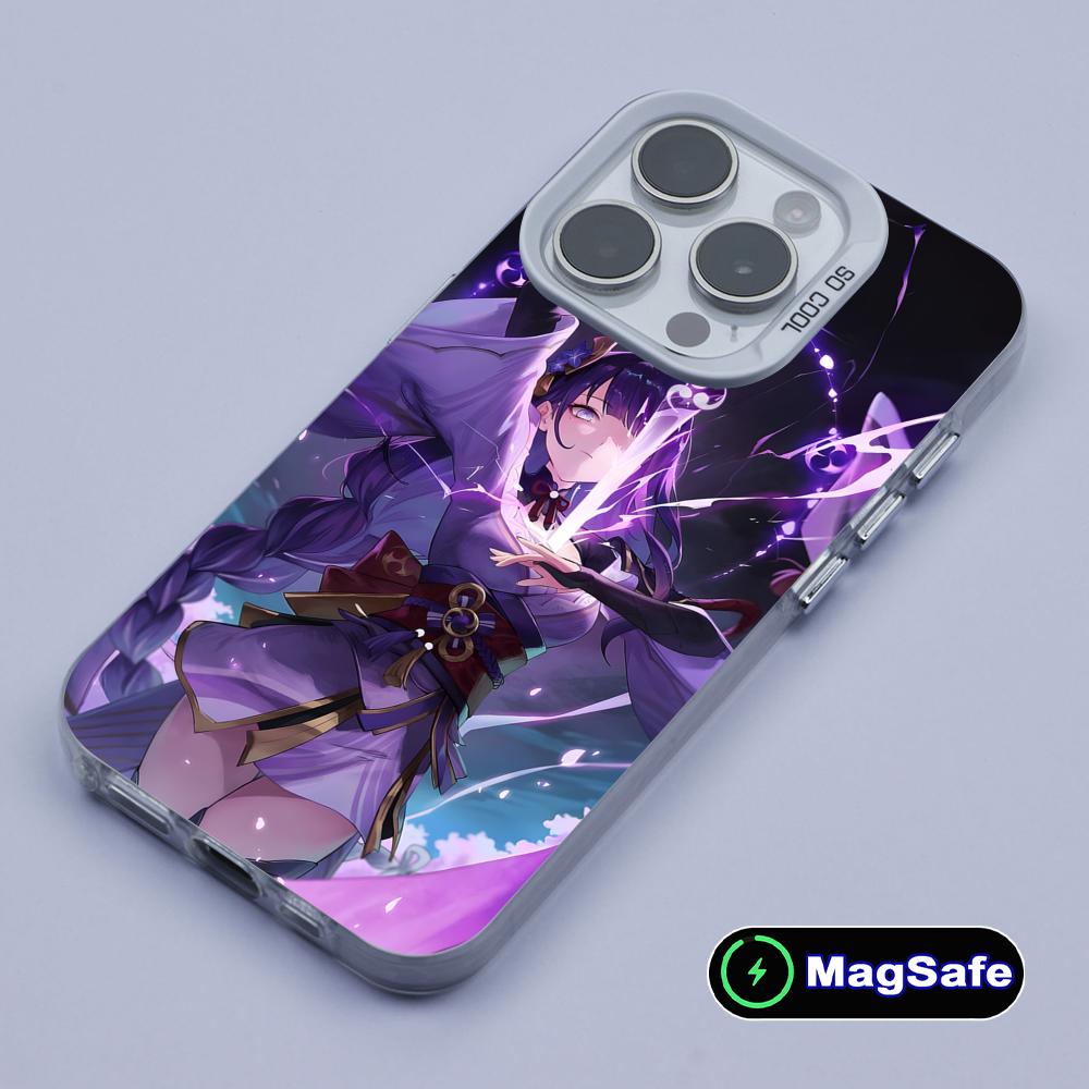 Game GI Raiden Shogun White Translucent MagSafe Mobile Phone Case for iPhone 17 16 15 14 13 12 11 X XR XS 8 7 Air Pro Max Plus