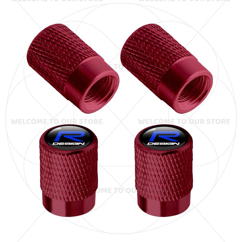 For Volvo R Design Emblem S90 V90 XC60 T8 V70 S60 V60 EX30 Moose 4Pcs Aluminum Car Tire Valve Caps Wheel Stem Air Dust Covers