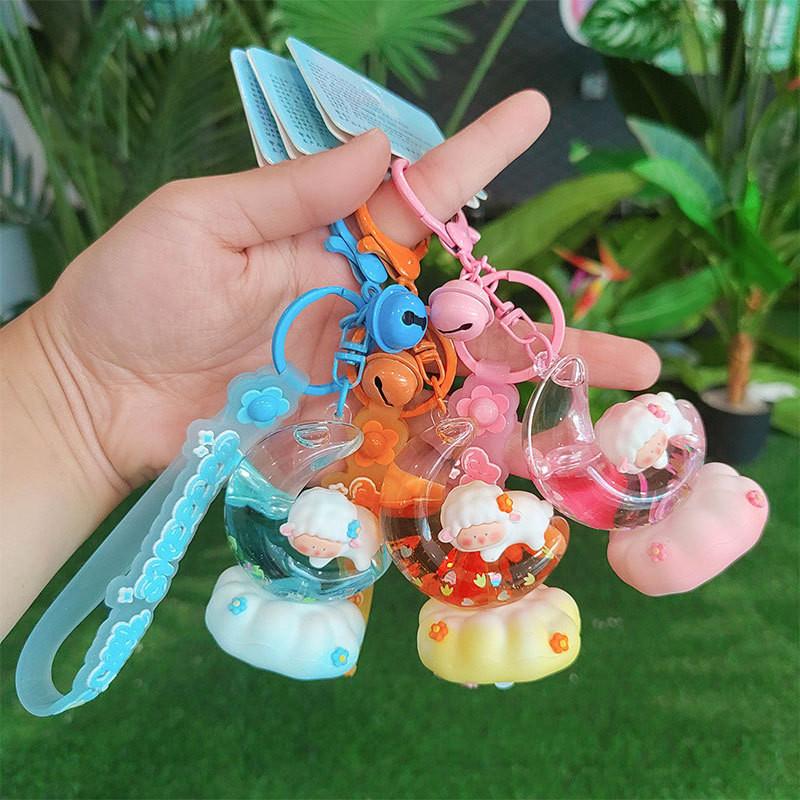 Charming Pvc Yellow Hooded Sheep Keychain Perfect Cartoon Gift And Accessory