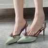 Весенне-летние новые нишевые женские туфли на высоком каблуке с острым носком и бантом, модные, универсальные и удобные сандалии-лодочки для женщин