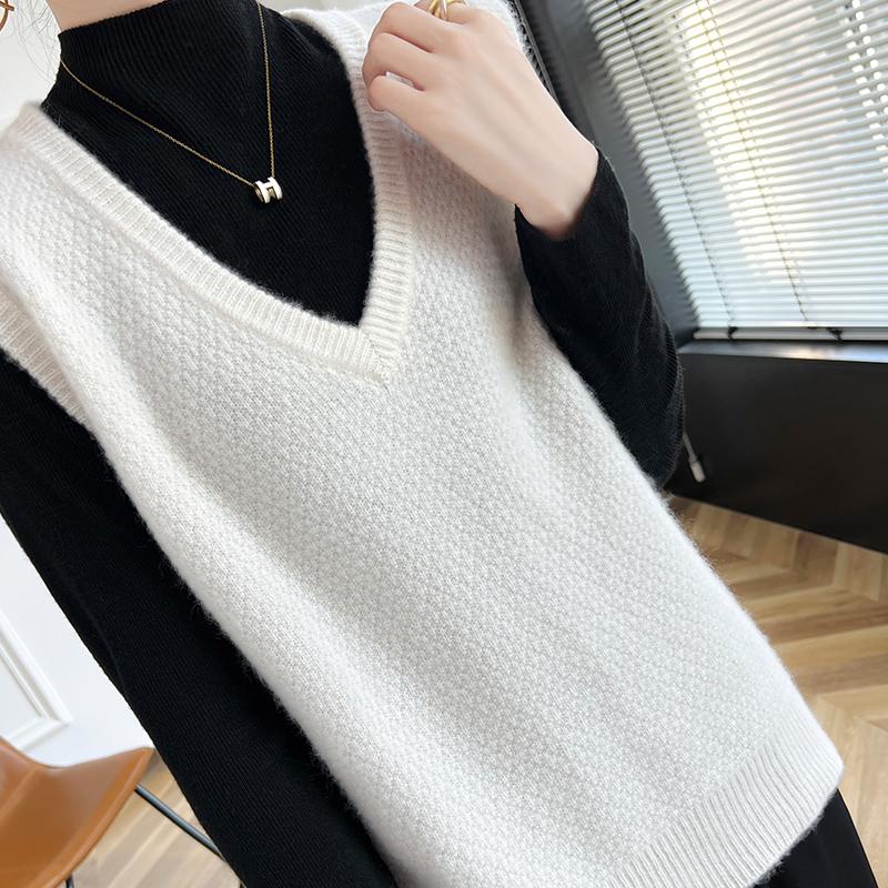 Женский кашемировый жилет Qinghe Cashmere 30% кашемир 70% шерсть осенне-зимний кашемировый жилет мягкий и теплый