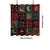 1Pc Fabric Sun Moon Splicing Print Waterproof Shower Partition Privacy Hanging Curtain 12 Hook Multiple Size Easy Installation