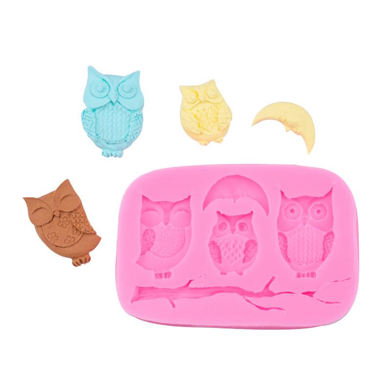 Owl Moon Tree Branch Silicone Mold Animals Fondant Cake Decorating Tools Cupcake Moulds