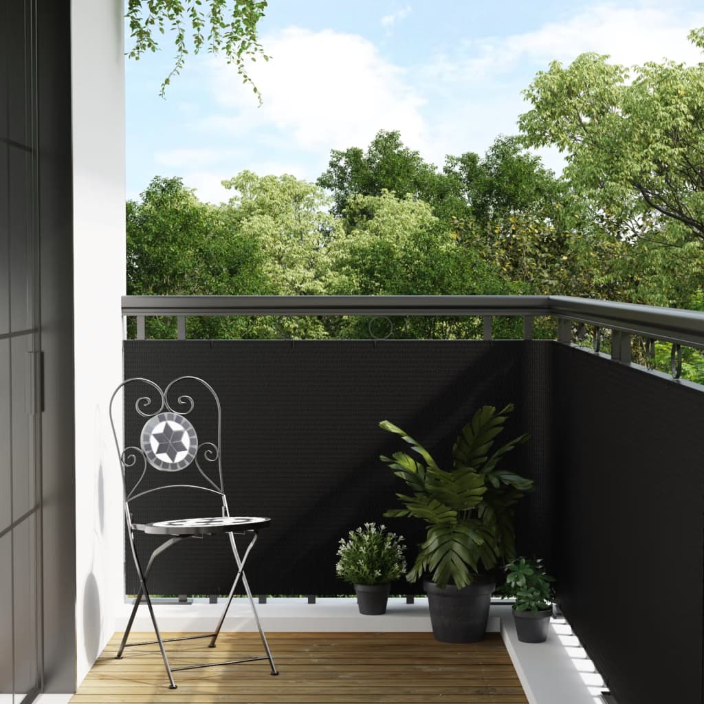 Vidaxl Parawan Balkonowy, Czarny, 300X80 Cm, Polirattan