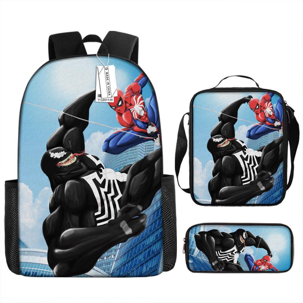 Spiderman School Backpack Set With Oxford Fabric Breathable Waterproof For Kids