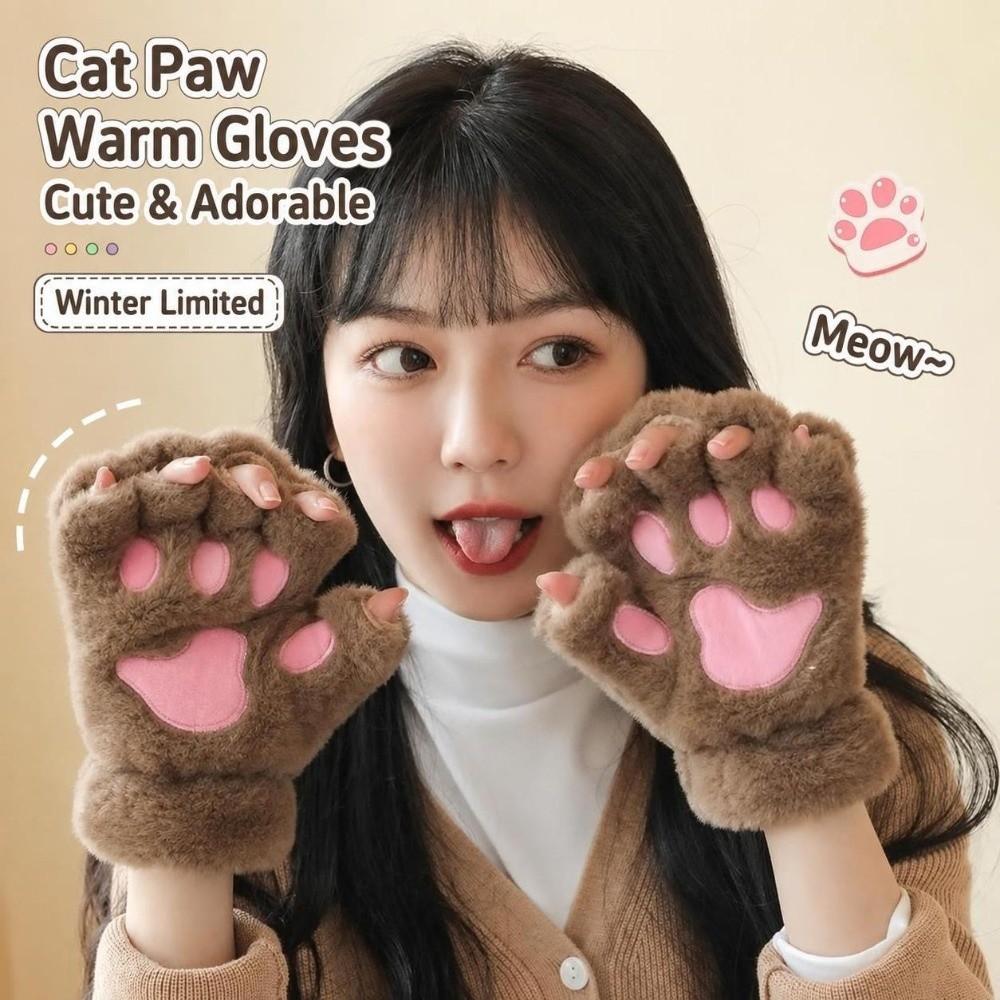 Polyester Fleece Lined Fingerless Gloves Warm Lined Winter Half Gloves For Students