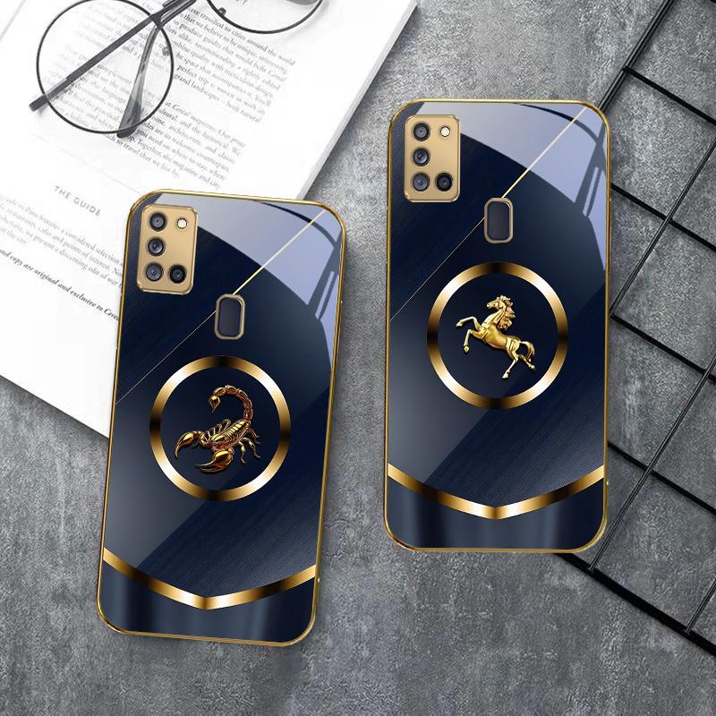 Роскошная голова тигра Для Samsung A 70 71 72 73 14 15 13 16 25 A26 31 32 33 34 35 50 51 52 53 54 55 56 Золотой стеклянный чехол для телефона