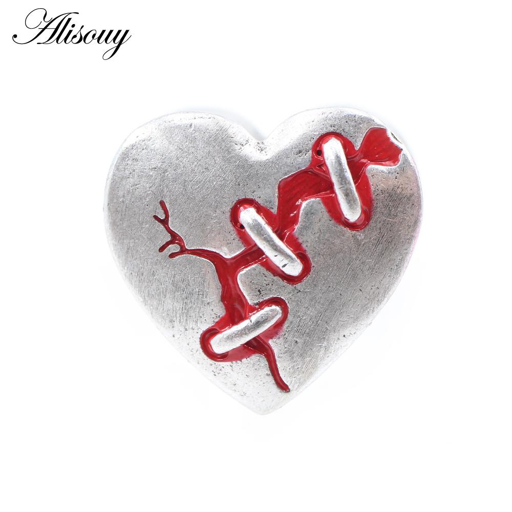 Alisouy 1PC Нержавеющая сталь Сердце Череп Глаз Красный циркон Ушные туннели Пробка Расширитель Растяжитель Измерители Серьги Пирсинг Украшения для тела