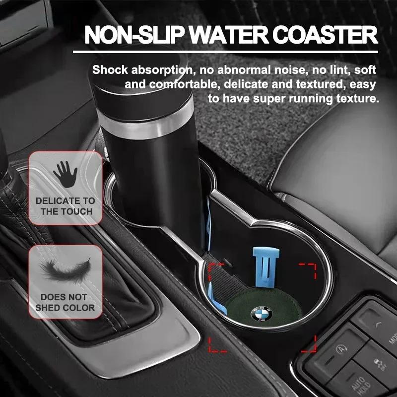 New 2025 Suede 2pcs Car Coaster Non-slip Mat Water Cup Bottle Holder For BMW 50TH Kith M E46 E90 E60 F30 F10 E39 E36 F20 G3