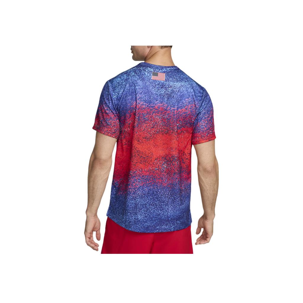 Nike Беговая майка Dri-FIT с коротким рукавом и принтом спереди, мужская, ярко-красная FJ3411-635