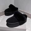 Women Fur Platform Suede Slippers Brand Flats Plush Cotton Shoes Winter Warm High Heels Shoes 2025 Trend Slingback Zapatos Mujer