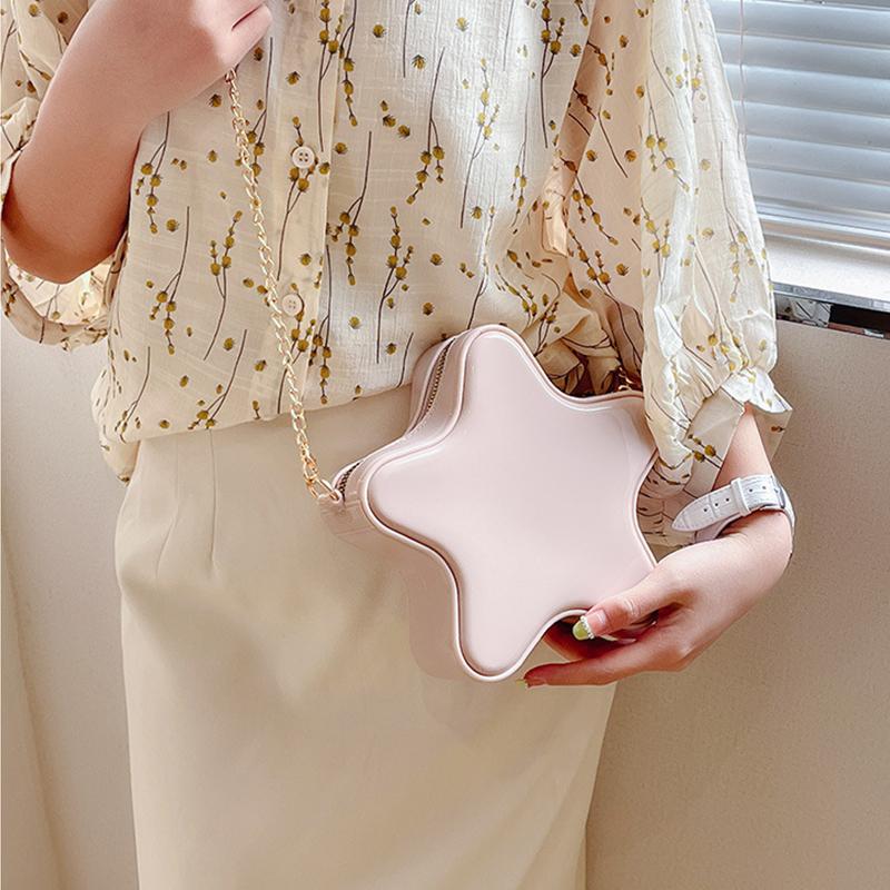Yogodlns Милая женская мини-сумка через плечо ярких цветов в форме звезды, летняя забавная сумка на цепочке для девочек, детский гель-клатч, сумка