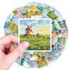 56 Стикеры с пейзажной живописью маслом Творческая живопись Теплые туристические пейзажи Красота Материал Декоративные наклейки